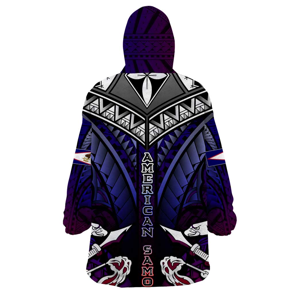 Personalized American Samoa Flag Wearable Blanket Hoodie Eagles Polynesian Art