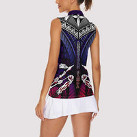 Personalized American Samoa Flag Women Sleeveless Polo Shirt Eagles Polynesian Art