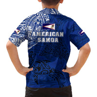 Sharks And American Samoa Family Matching Off The Shoulder Long Sleeve Dress and Hawaiian Shirt Simple Polynesian Blue DT02 - Polynesian Pride