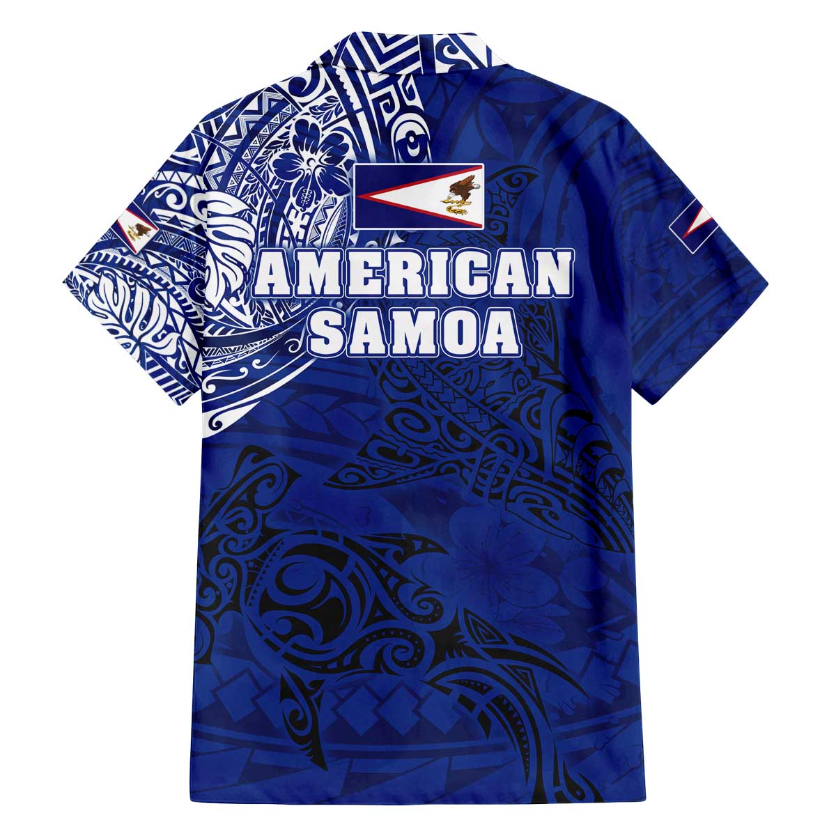 Sharks And American Samoa Family Matching Off The Shoulder Long Sleeve Dress and Hawaiian Shirt Simple Polynesian Blue DT02 - Polynesian Pride