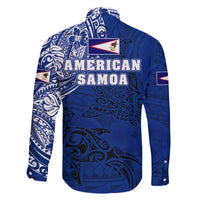 Sharks And American Samoa Family Matching Off The Shoulder Long Sleeve Dress and Hawaiian Shirt Simple Polynesian Blue DT02 - Polynesian Pride