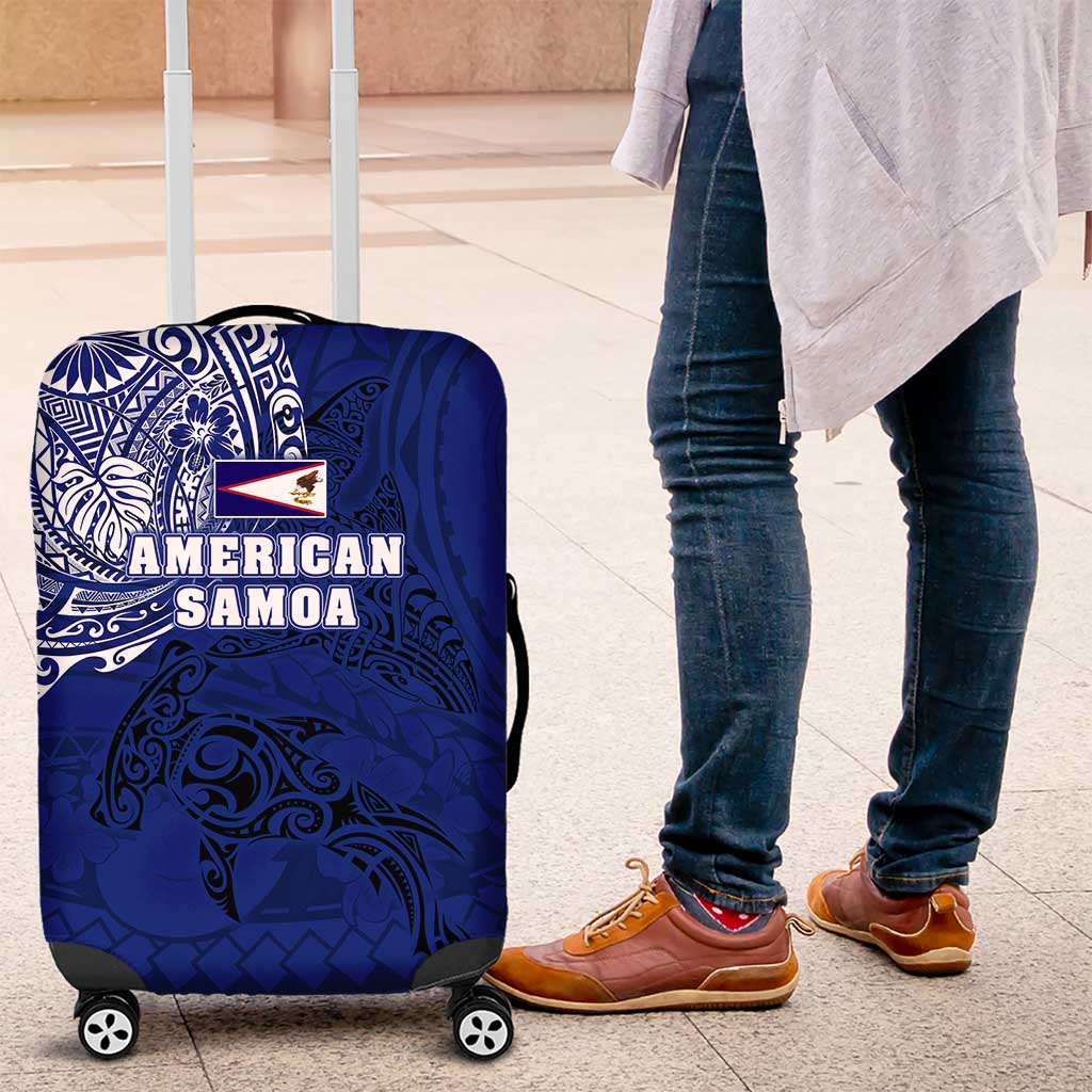 Sharks And American Samoa Luggage Cover Simple Polynesian Blue