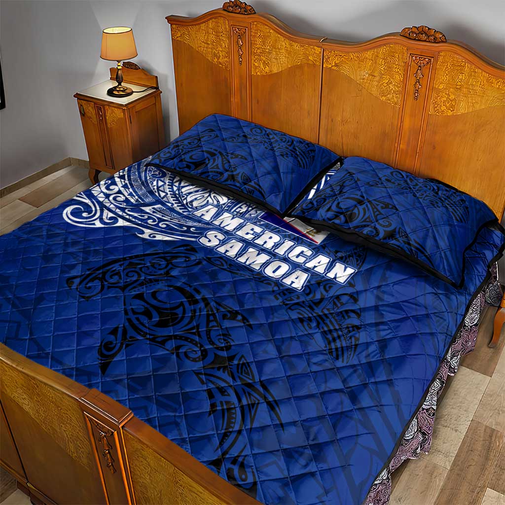 Sharks And American Samoa Quilt Bed Set Simple Polynesian Blue