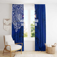 Sharks And American Samoa Window Curtain Simple Polynesian Blue