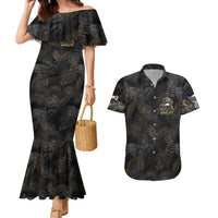 Personalized Shaka Girls America Samoa Couples Matching Mermaid Dress and Hawaiian Shirt Tropical Flowers Vintage DT02 Black - Polynesian Pride
