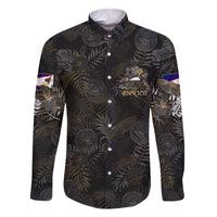 Personalized Shaka Girls America Samoa Family Matching Off The Shoulder Long Sleeve Dress and Hawaiian Shirt Tropical Flowers Vintage DT02 Dad's Shirt - Long Sleeve Black - Polynesian Pride