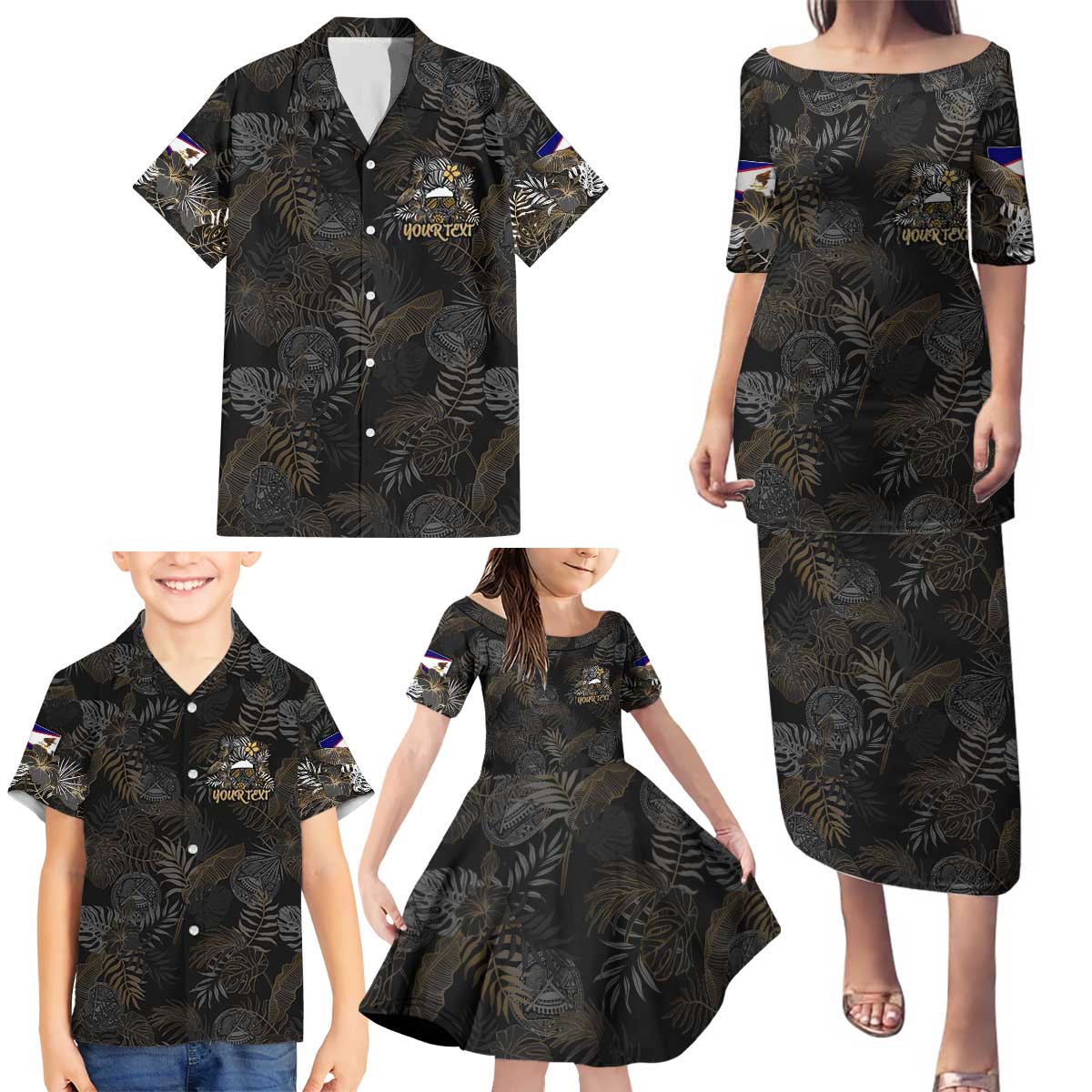 Personalized Shaka Girls America Samoa Family Matching Puletasi and Hawaiian Shirt Tropical Flowers Vintage DT02 - Polynesian Pride