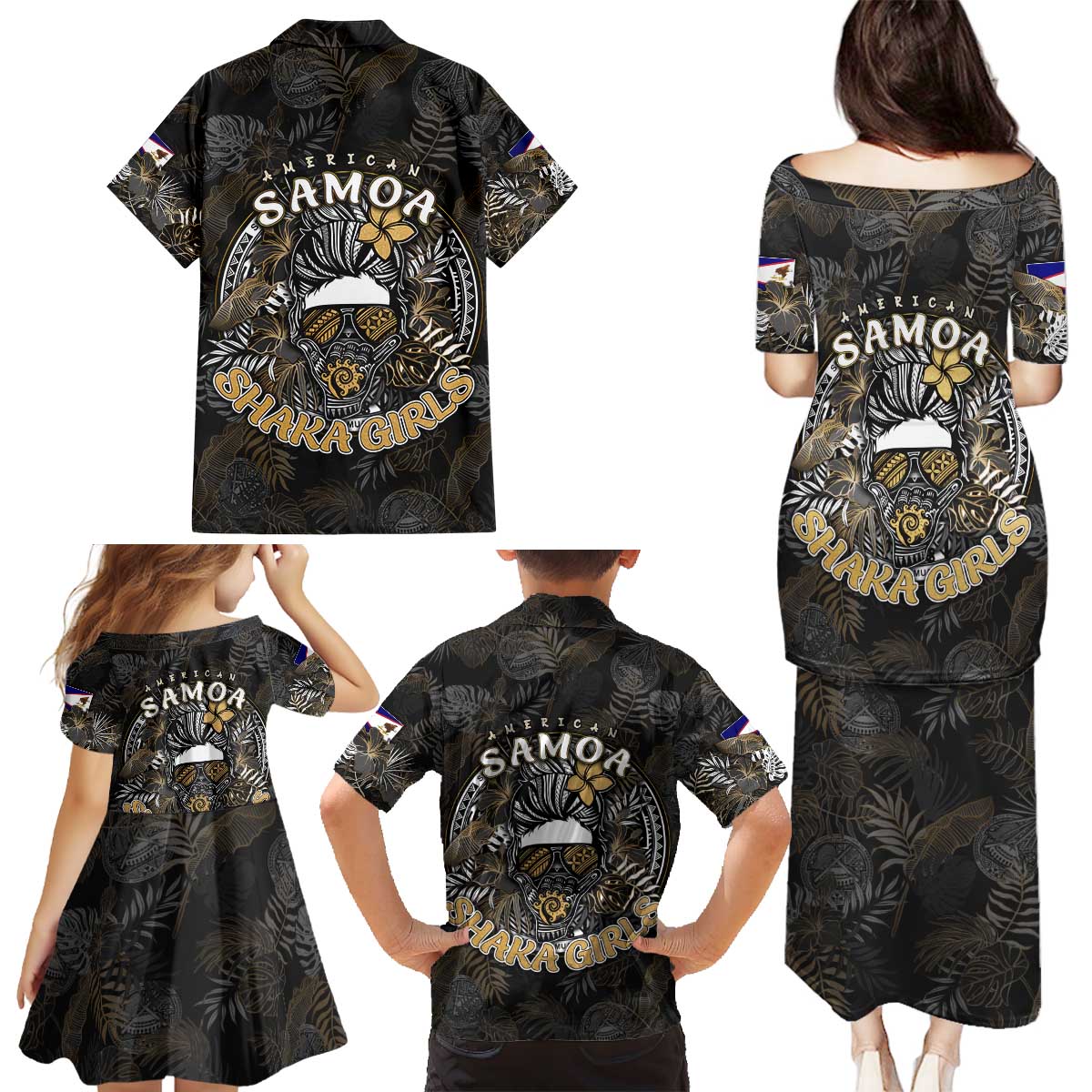 Personalized Shaka Girls America Samoa Family Matching Puletasi and Hawaiian Shirt Tropical Flowers Vintage DT02 - Polynesian Pride