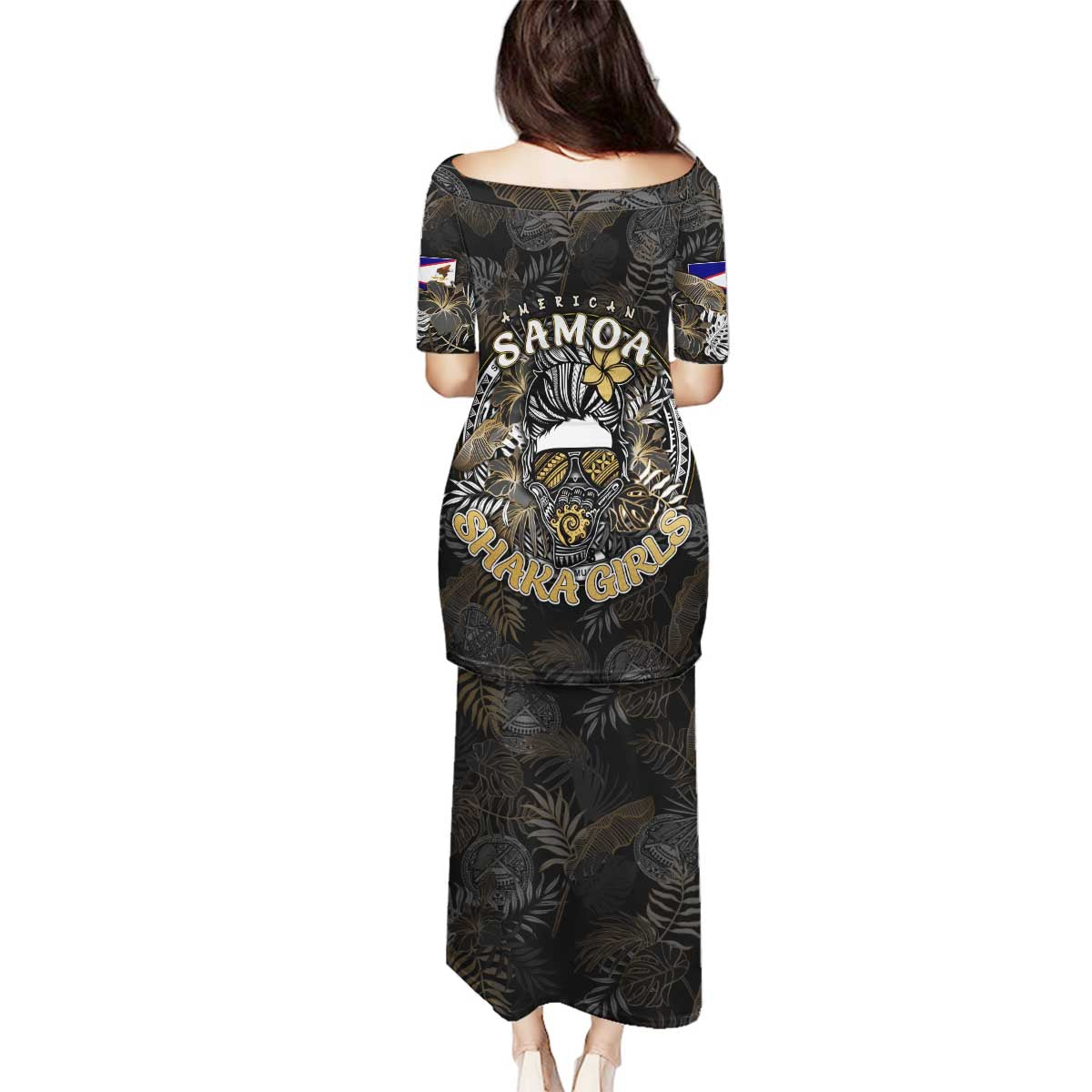 Personalized Shaka Girls America Samoa Family Matching Puletasi and Hawaiian Shirt Tropical Flowers Vintage DT02 - Polynesian Pride