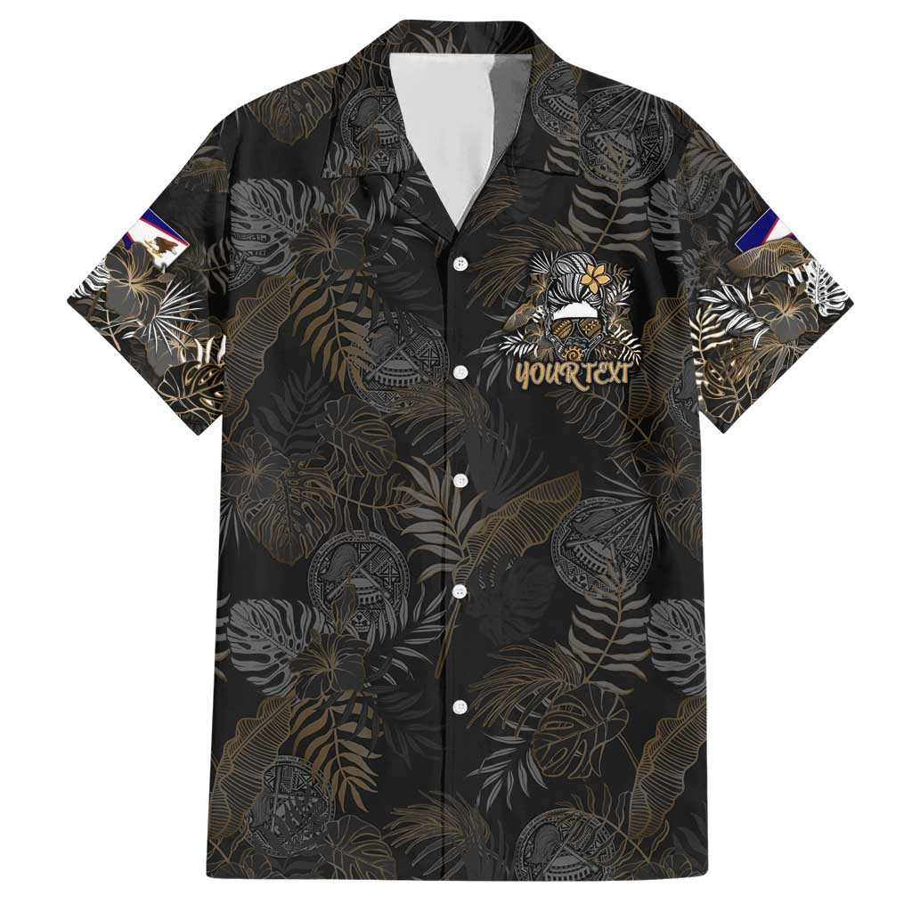 Personalized Shaka Girls America Samoa Family Matching Short Sleeve Bodycon Dress and Hawaiian Shirt Tropical Flowers Vintage DT02 Dad's Shirt - Short Sleeve Black - Polynesian Pride