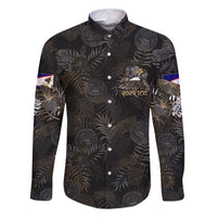 Personalized Shaka Girls America Samoa Family Matching Tank Maxi Dress and Hawaiian Shirt Tropical Flowers Vintage DT02 Dad's Shirt - Long Sleeve Black - Polynesian Pride