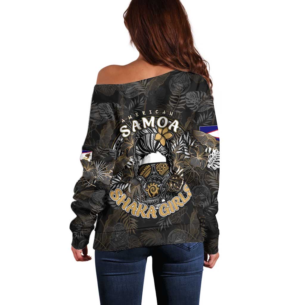 Personalized Shaka Girls America Samoa Off Shoulder Sweater Tropical Flowers Vintage