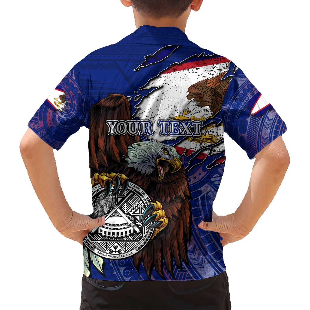 American Samoa Family Matching Long Sleeve Bodycon Dress and Hawaiian Shirt Brave Eagle Flag Color DT02 - Polynesian Pride