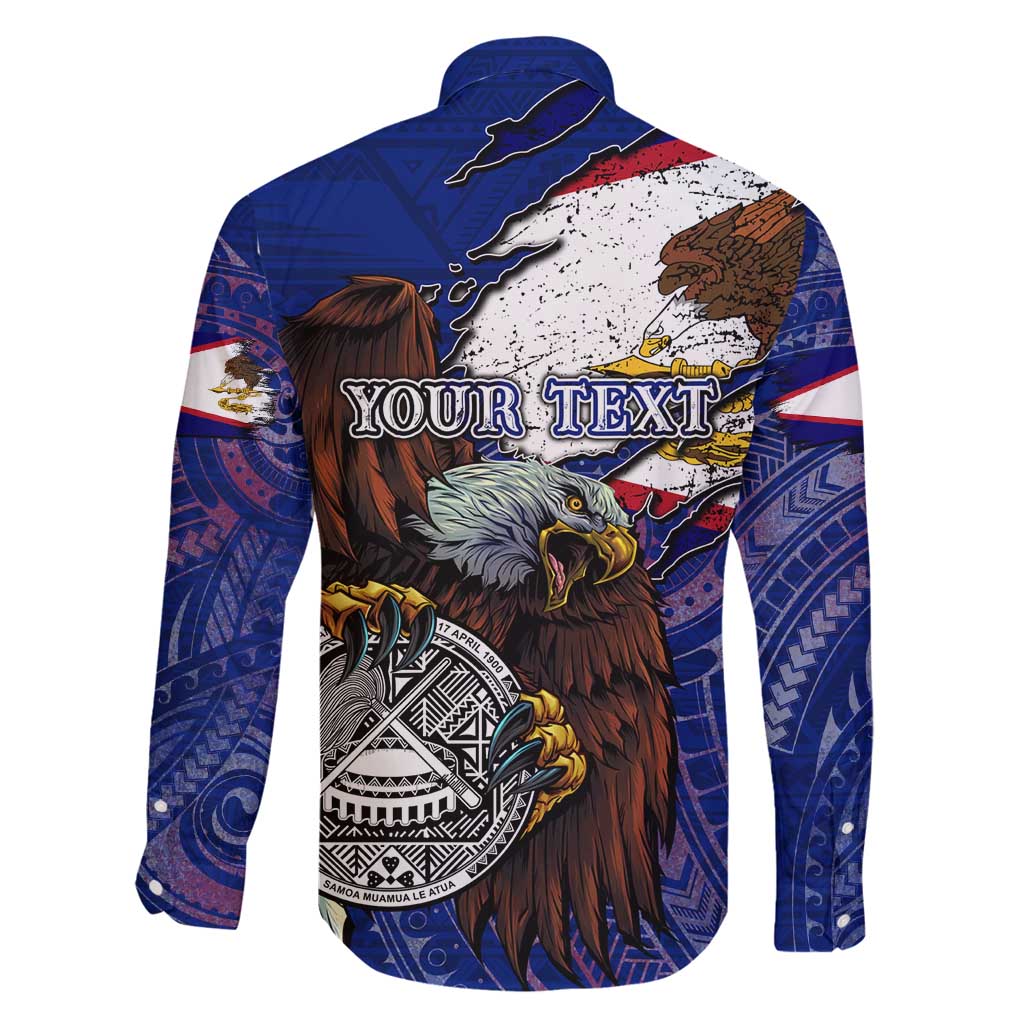 American Samoa Family Matching Long Sleeve Bodycon Dress and Hawaiian Shirt Brave Eagle Flag Color DT02 - Polynesian Pride