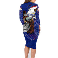 American Samoa Family Matching Long Sleeve Bodycon Dress and Hawaiian Shirt Brave Eagle Flag Color DT02 - Polynesian Pride