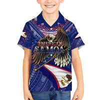 American Samoa Family Matching Off Shoulder Short Dress and Hawaiian Shirt Brave Eagle Flag Color