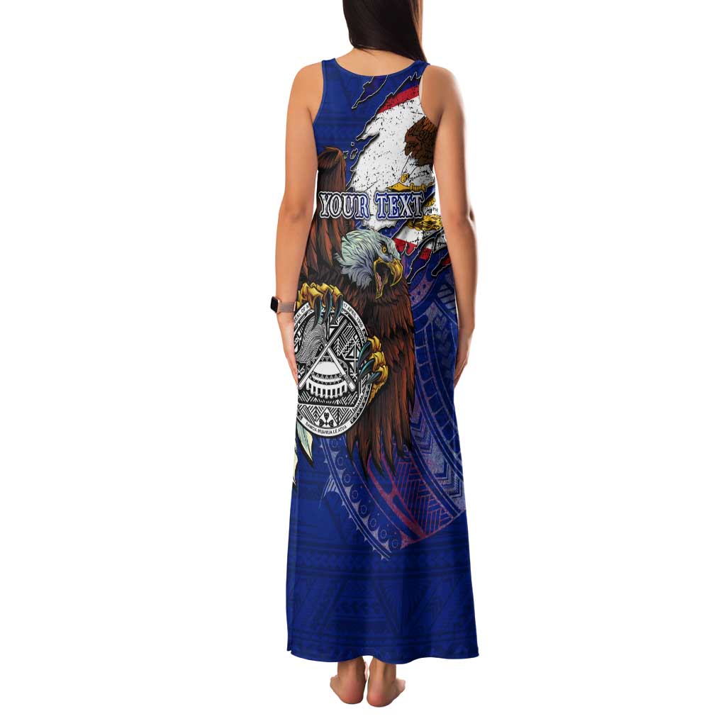 American Samoa Family Matching Tank Maxi Dress and Hawaiian Shirt Brave Eagle Flag Color