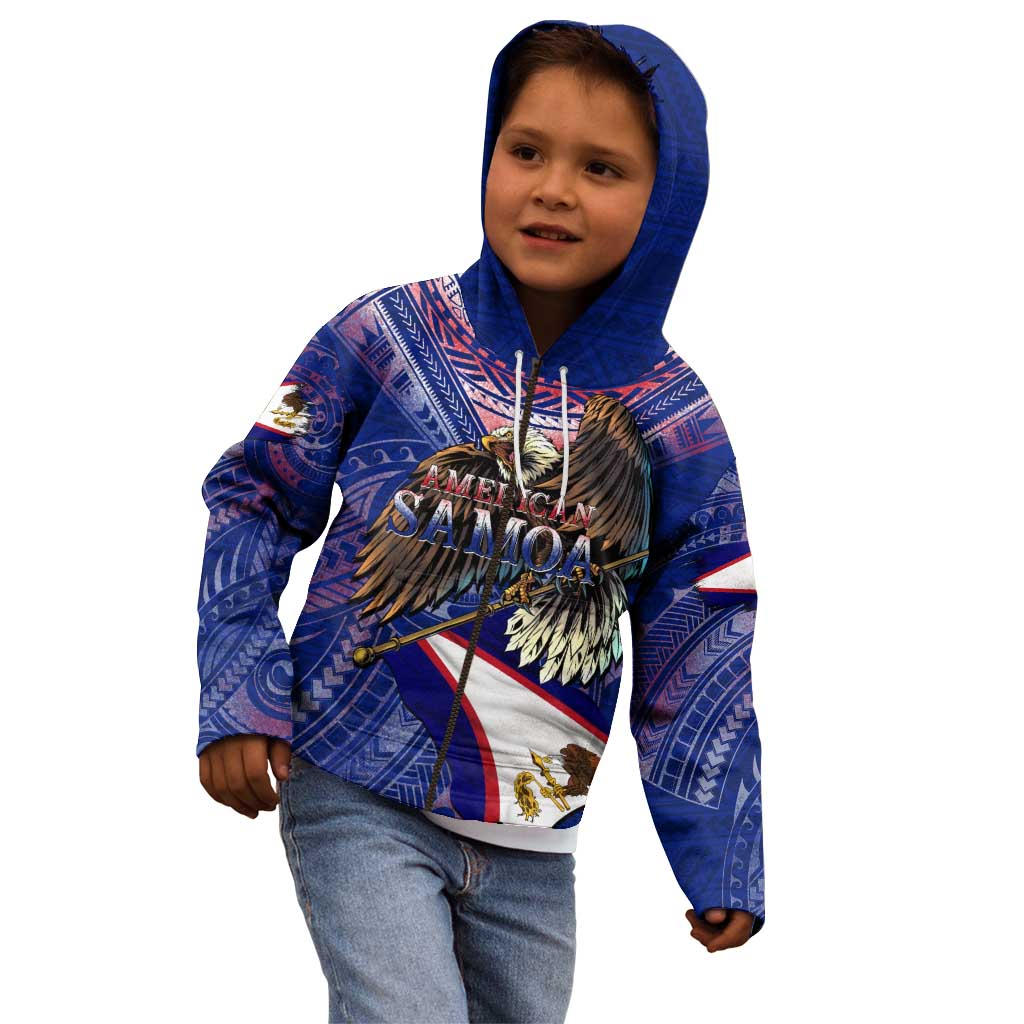 American Samoa Kid Hoodie Brave Eagle Flag Color