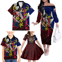 Philippines Lapu Lapu Family Matching Off Shoulder Long Sleeve Dress and Hawaiian Shirt Chief Filipino Tattoo DT02 - Polynesian Pride