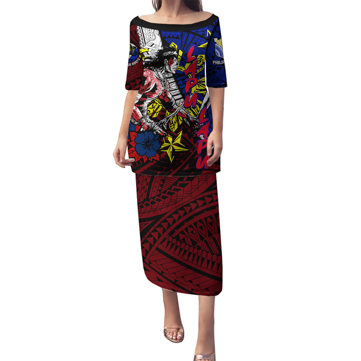 Philippines Lapu Lapu Family Matching Puletasi Dress and Hawaiian Shirt Chief Filipino Tattoo DT02 Mom's Dress Art - Polynesian Pride