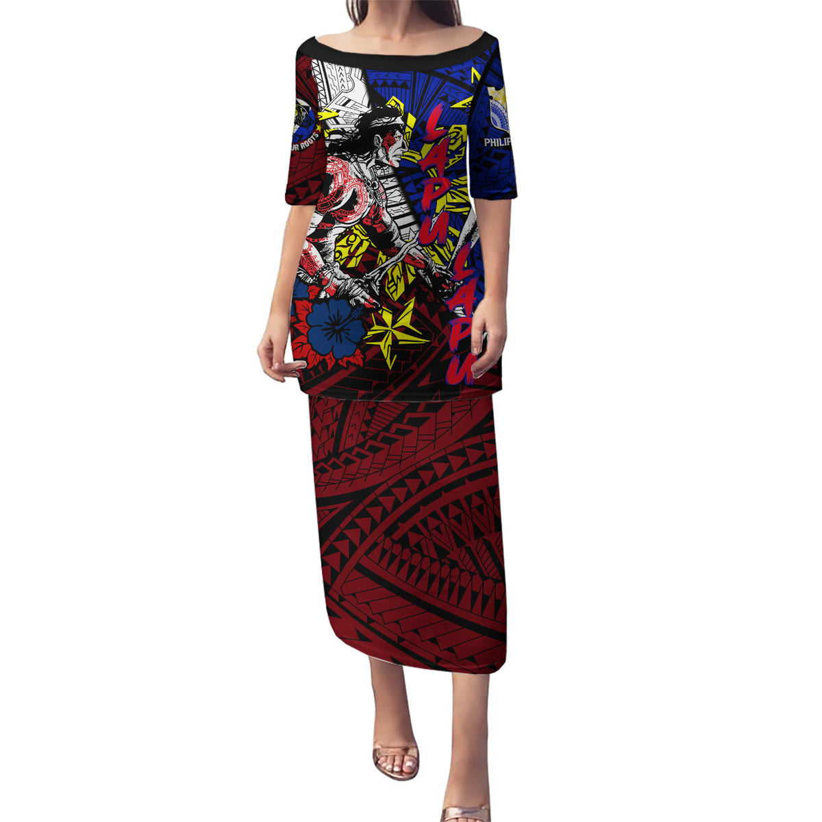 Philippines Lapu Lapu Puletasi Chief Filipino Tattoo DT02 Long Dress Art - Polynesian Pride