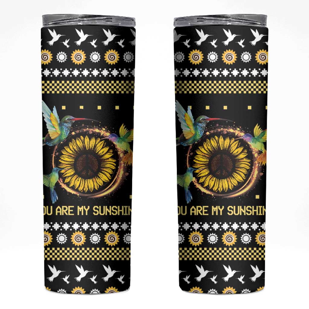Hummingbird Sunflower Christmas Skinny Tumbler You Are My Sunshine DT03 Black - Polynesian Pride