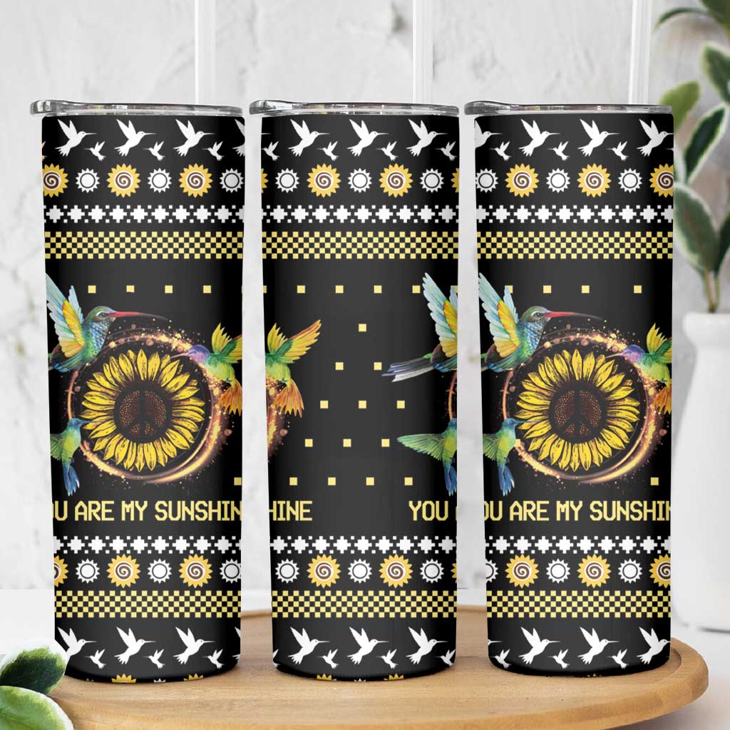 Hummingbird Sunflower Christmas Skinny Tumbler You Are My Sunshine DT03 - Polynesian Pride