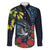 New Zealand Tui Bird Family Matching Off The Shoulder Long Sleeve Dress and Hawaiian Shirt Maori Koru Mix Pohutukawa