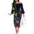 New Zealand Tui Bird Family Matching Off The Shoulder Long Sleeve Dress and Hawaiian Shirt Maori Koru Mix Pohutukawa