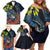 New Zealand Tui Bird Family Matching Off Shoulder Short Dress and Hawaiian Shirt Maori Koru Mix Pohutukawa