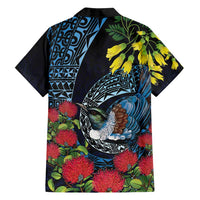 New Zealand Tui Bird Family Matching Puletasi and Hawaiian Shirt Maori Koru Mix Pohutukawa DT04 - Polynesian Pride