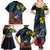 New Zealand Tui Bird Family Matching Summer Maxi Dress and Hawaiian Shirt Maori Koru Mix Pohutukawa