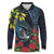New Zealand Tui Bird Long Sleeve Polo Shirt Maori Koru Mix Pohutukawa