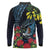 New Zealand Tui Bird Long Sleeve Polo Shirt Maori Koru Mix Pohutukawa