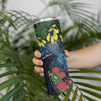 New Zealand Tui Bird Skinny Tumbler Maori Koru Mix Pohutukawa DT04 - Polynesian Pride