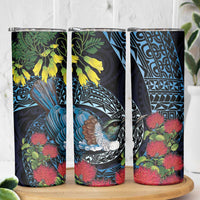New Zealand Tui Bird Skinny Tumbler Maori Koru Mix Pohutukawa DT04 - Polynesian Pride