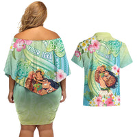 Personalised Hawaii Father's Day Couples Matching Off Shoulder Short Dress and Hawaiian Shirt Happy Father And Child DT04 - Polynesian Pride