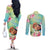 Personalised Hawaii Father's Day Couples Matching Off The Shoulder Long Sleeve Dress and Long Sleeve Button Shirt Happy Father And Child