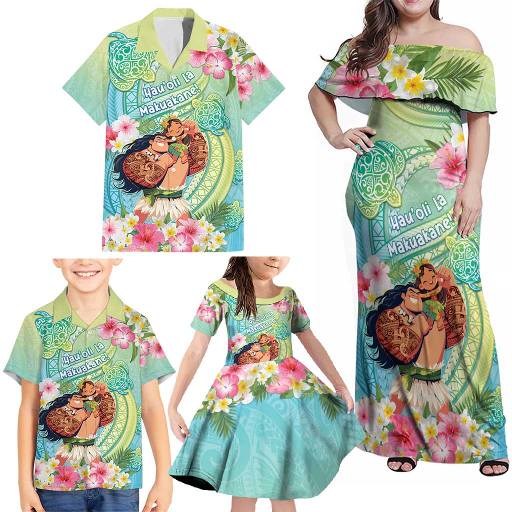 Personalised Hawaii Father's Day Family Matching Off Shoulder Maxi Dress and Hawaiian Shirt Happy Father And Child DT04 - Polynesian Pride