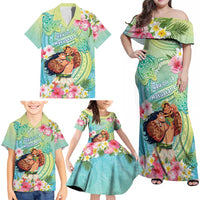 Personalised Hawaii Father's Day Family Matching Off Shoulder Maxi Dress and Hawaiian Shirt Happy Father And Child DT04 - Polynesian Pride