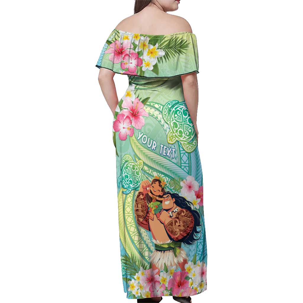 Personalised Hawaii Father's Day Family Matching Off Shoulder Maxi Dress and Hawaiian Shirt Happy Father And Child DT04 - Polynesian Pride