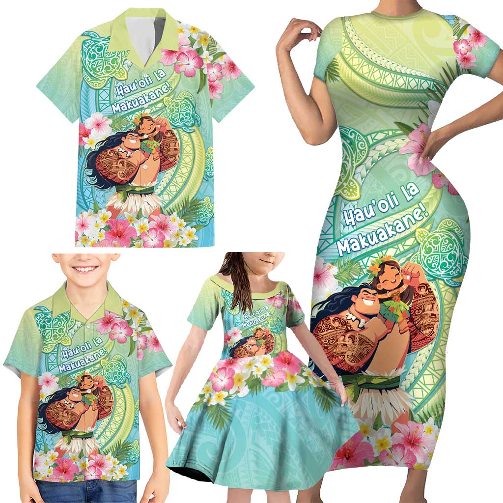 Personalised Hawaii Father's Day Family Matching Short Sleeve Bodycon Dress and Hawaiian Shirt Happy Father And Child DT04 - Polynesian Pride