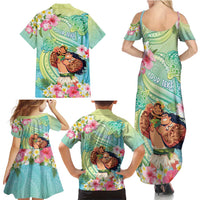 Personalised Hawaii Father's Day Family Matching Summer Maxi Dress and Hawaiian Shirt Happy Father And Child DT04 - Polynesian Pride