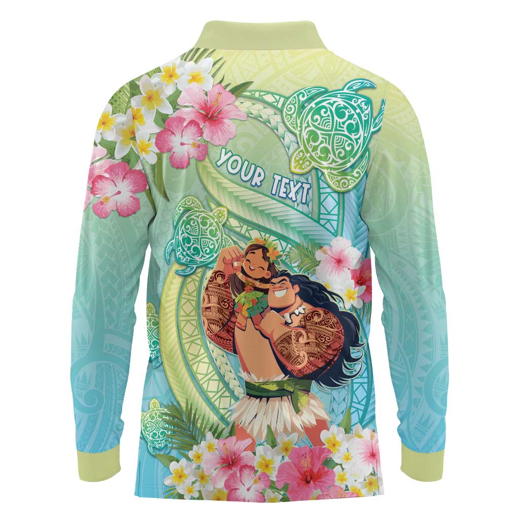 Personalised Hawaii Father's Day Long Sleeve Polo Shirt Happy Father And Child