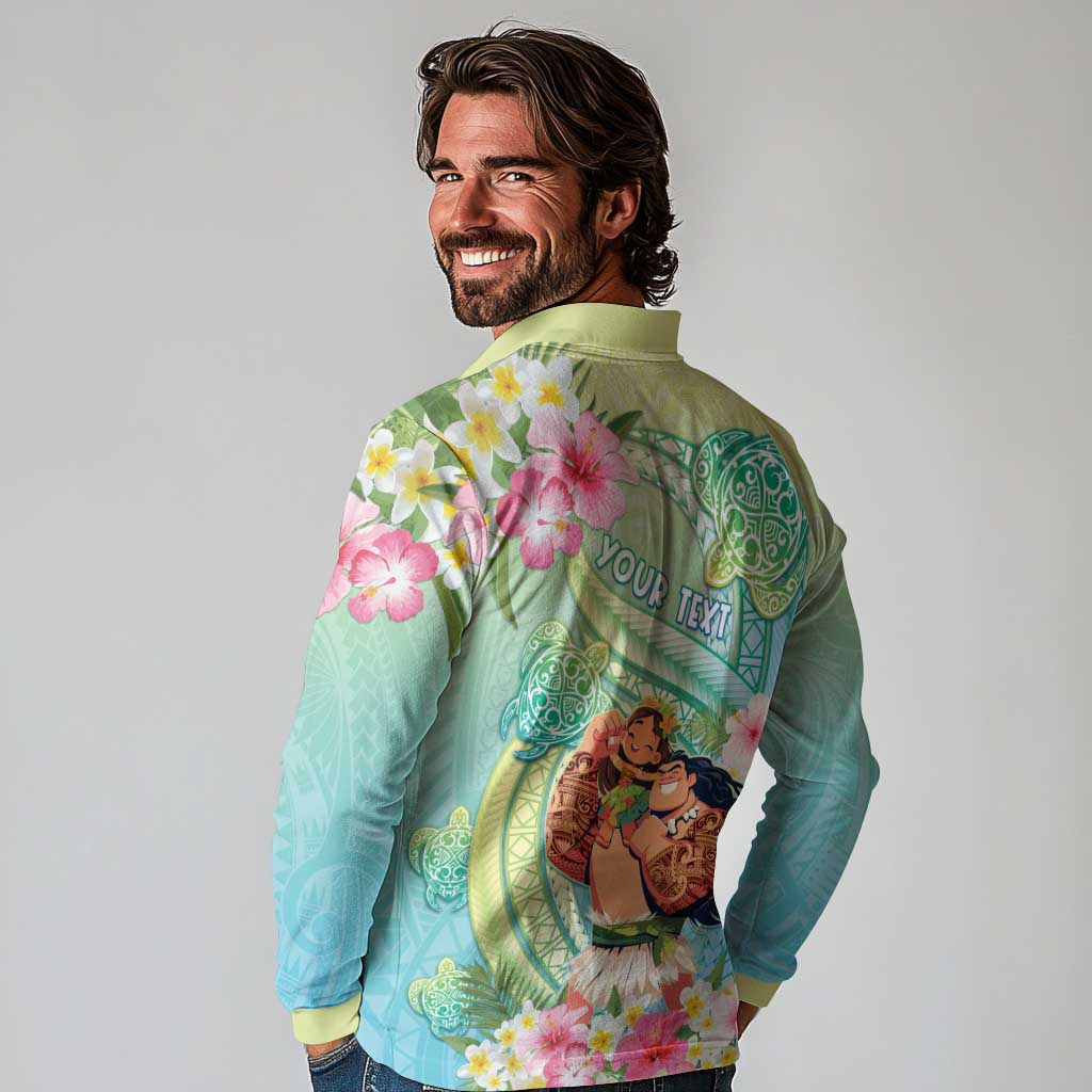 Personalised Hawaii Father's Day Long Sleeve Polo Shirt Happy Father And Child