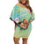 Personalised Hawaii Father's Day Off Shoulder Short Dress Happy Father And Child