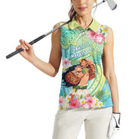 Personalised Hawaii Father's Day Women Sleeveless Polo Shirt Happy Father And Child