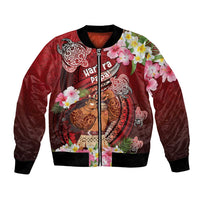 Personalised New Zealand Father's Day Bomber Jacket Happy Father And Child DT04 Unisex Red - Polynesian Pride