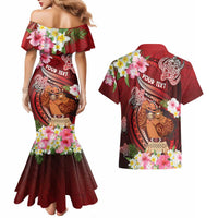 Personalised New Zealand Father's Day Couples Matching Mermaid Dress and Hawaiian Shirt Happy Father And Child DT04 - Polynesian Pride