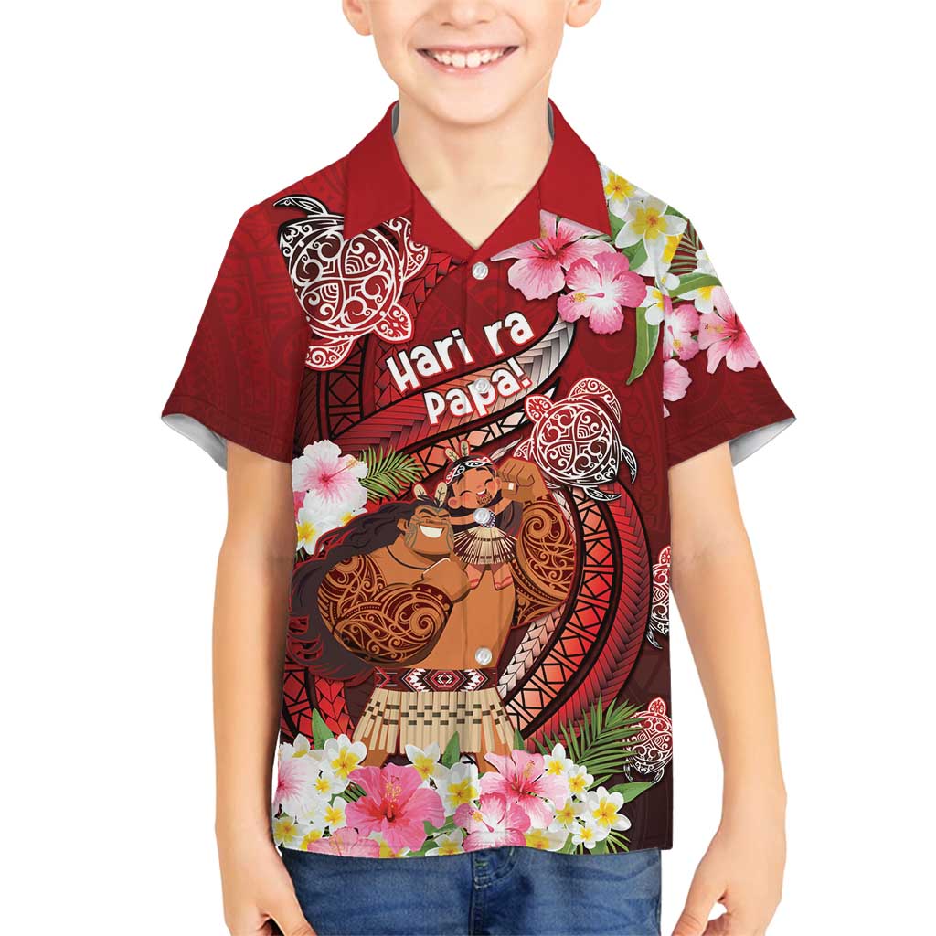 Personalised New Zealand Father's Day Family Matching Long Sleeve Bodycon Dress and Hawaiian Shirt Happy Father And Child DT04 Son's Shirt Red - Polynesian Pride